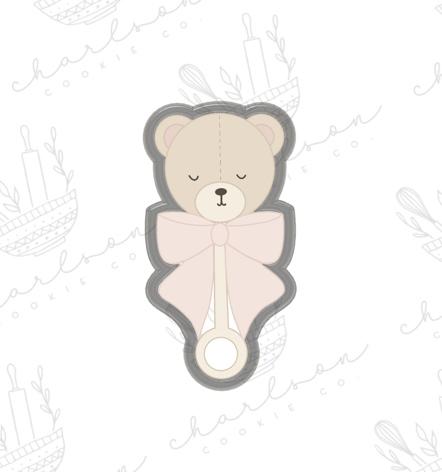 Teddy bear rattle cookie cutter