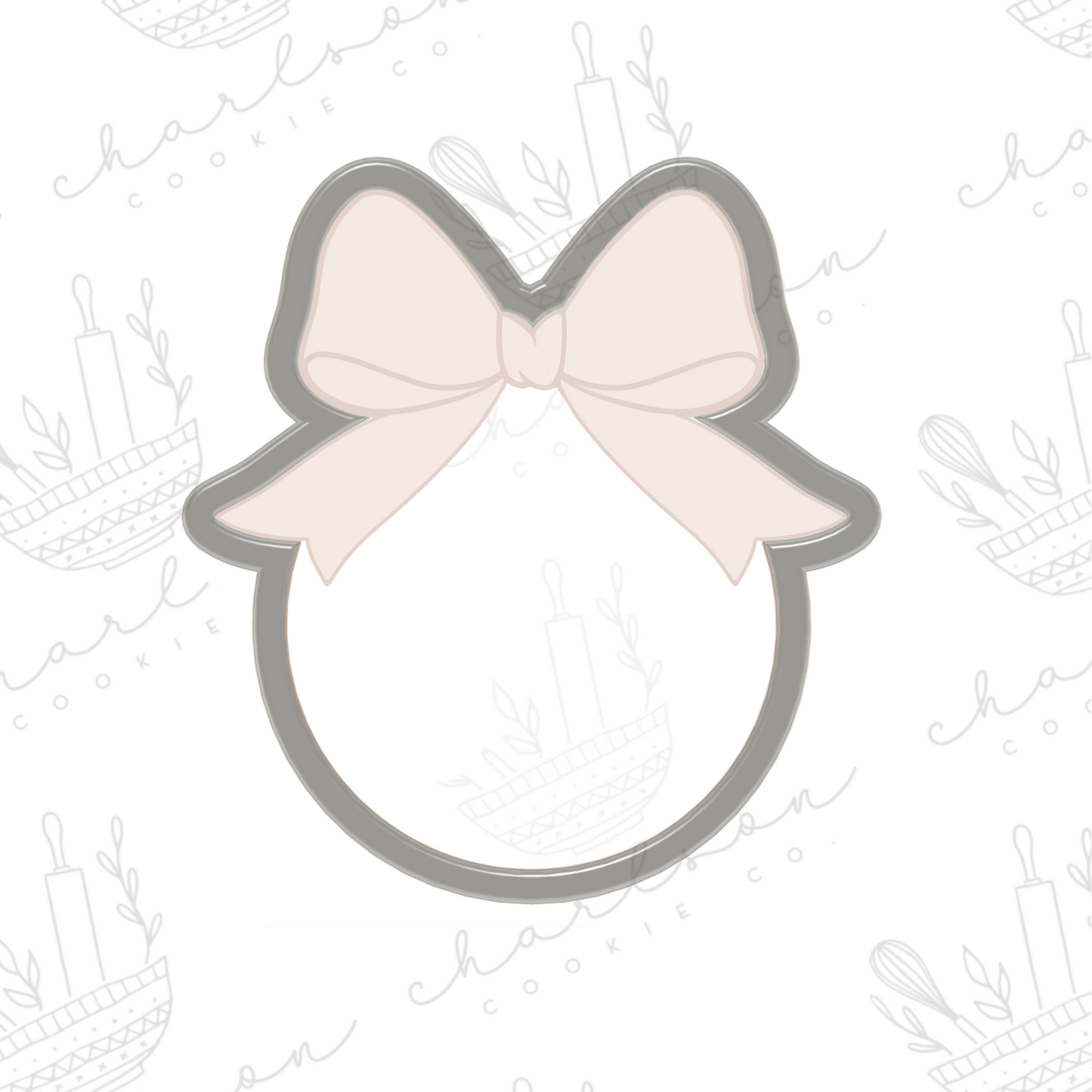 Bow round plaque cookie cutter