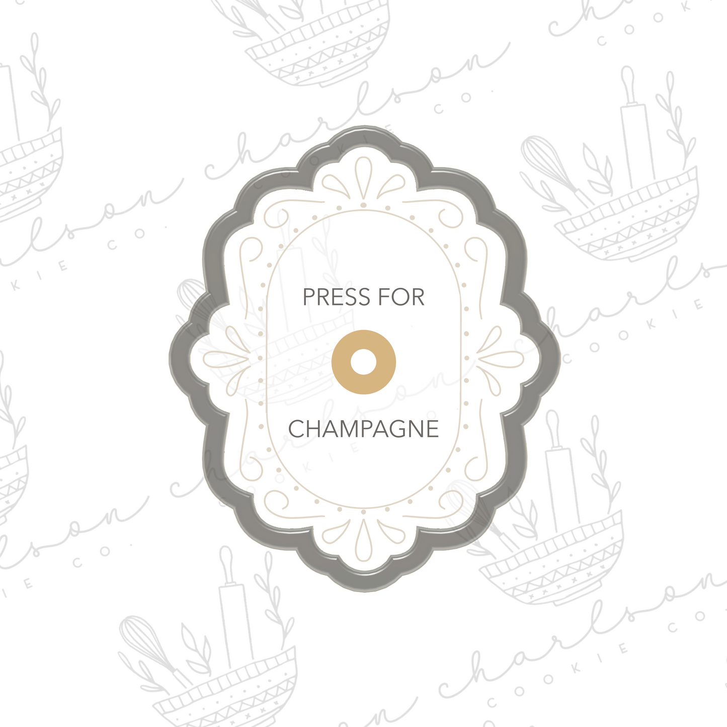 Press for champagne doorbell plaque cookie cutter