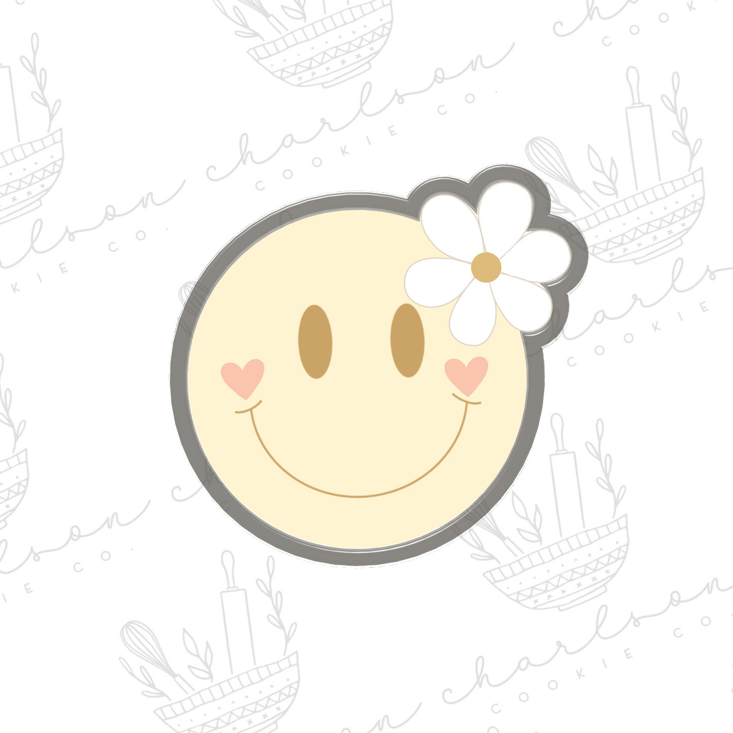 Happy face with daisy cookie cutter