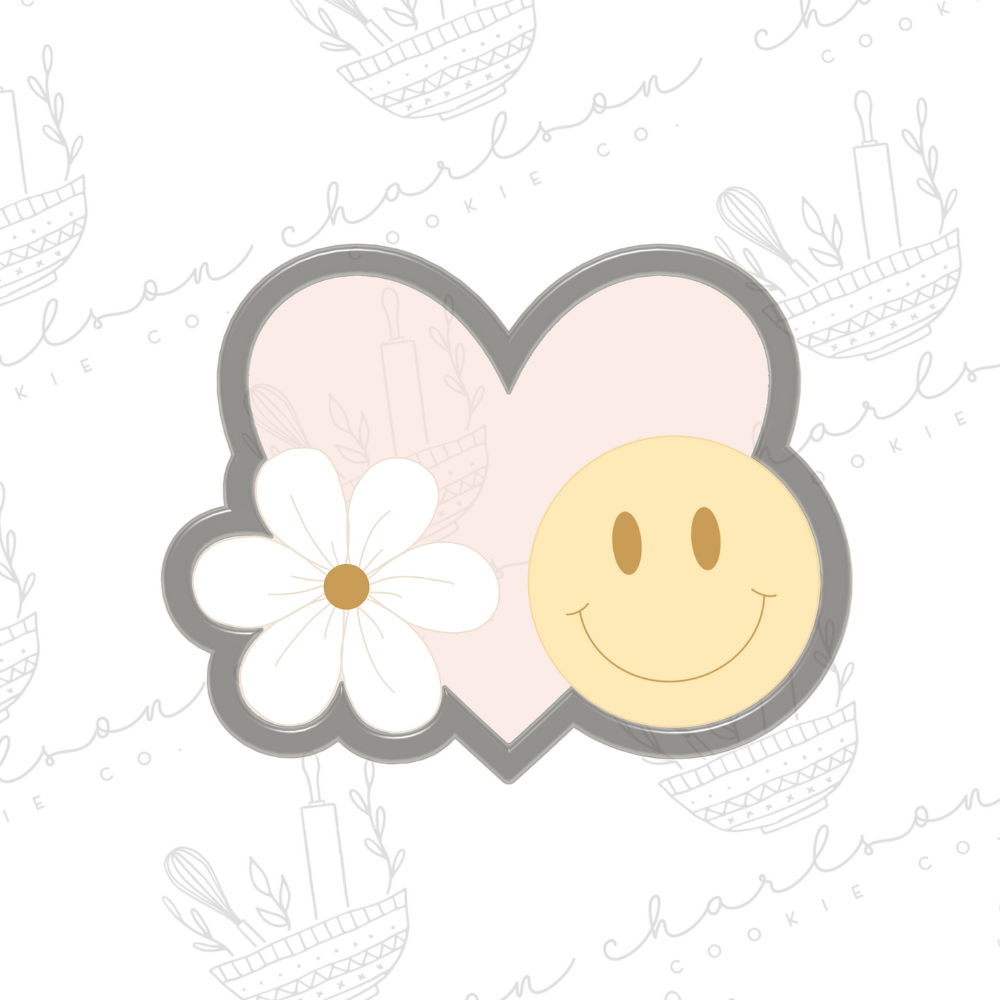 Daisy heart happy face cookie cutter