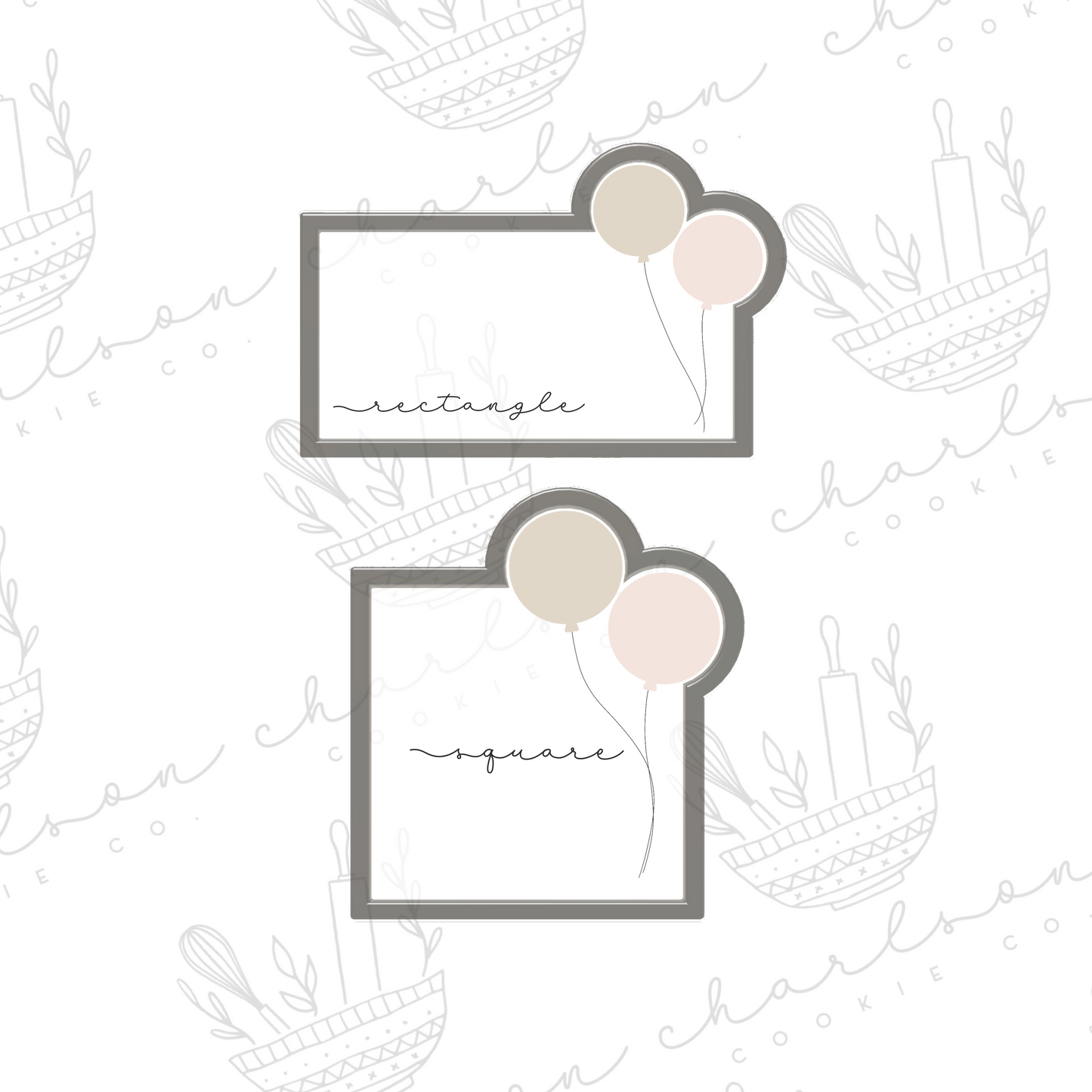 Plaque with 2 balloons cookie cutter