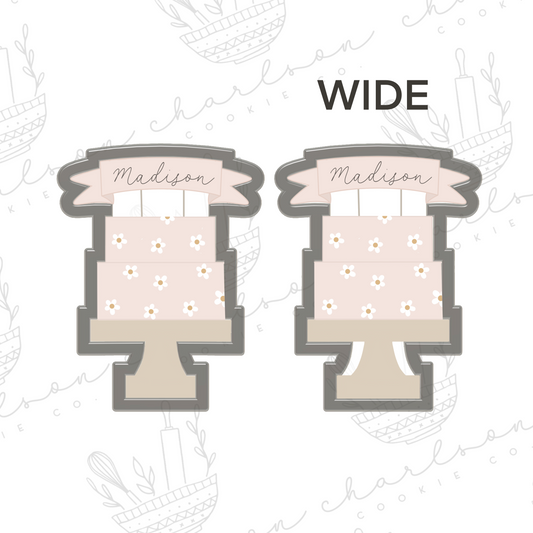 Cake with banner 2 tiers cookie cutter