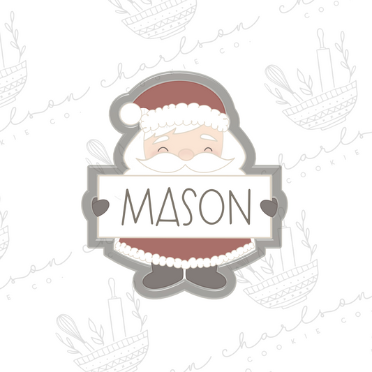 Santa with banner cookie cutter
