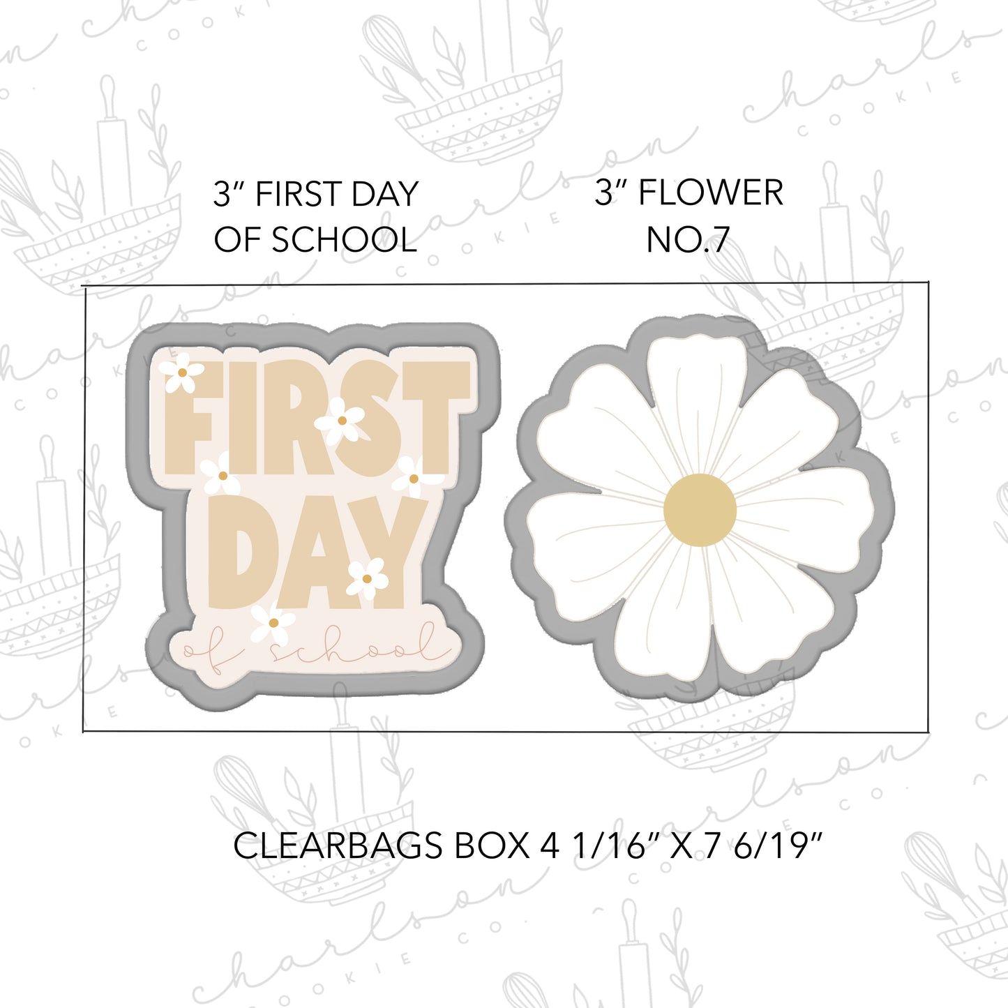 First day of school and flower 2pc cookie cutter set