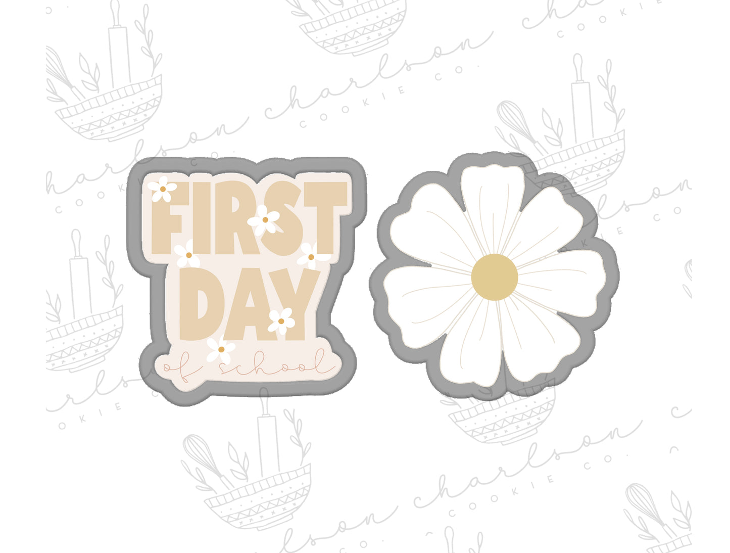 First day of school and flower 2pc cookie cutter set