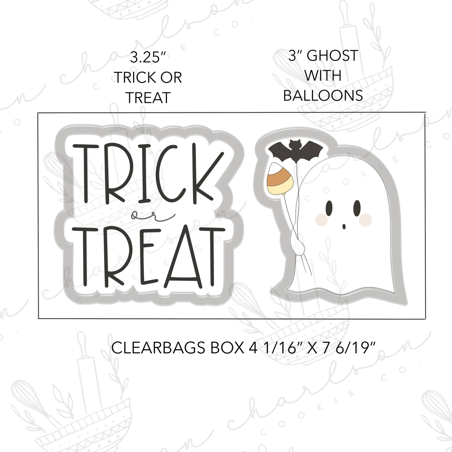 Trick or treat and ghost 2pc cookie cutters set