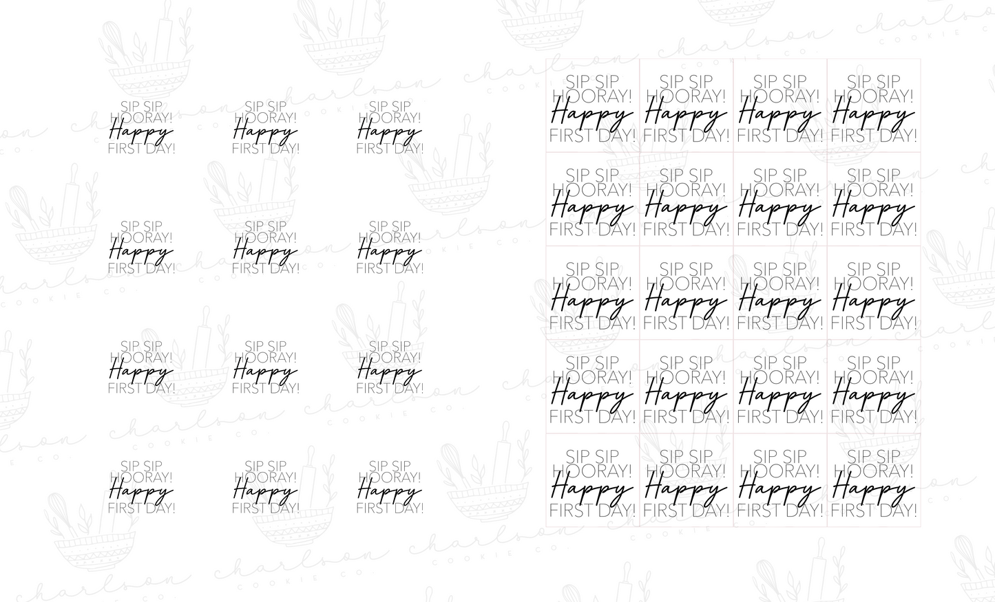 Sip sip hooray happy first day templates / Instant digital download