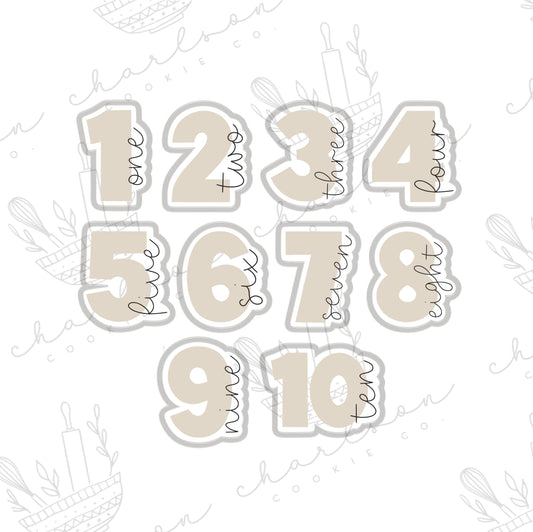 Numbers with word cookie cutter