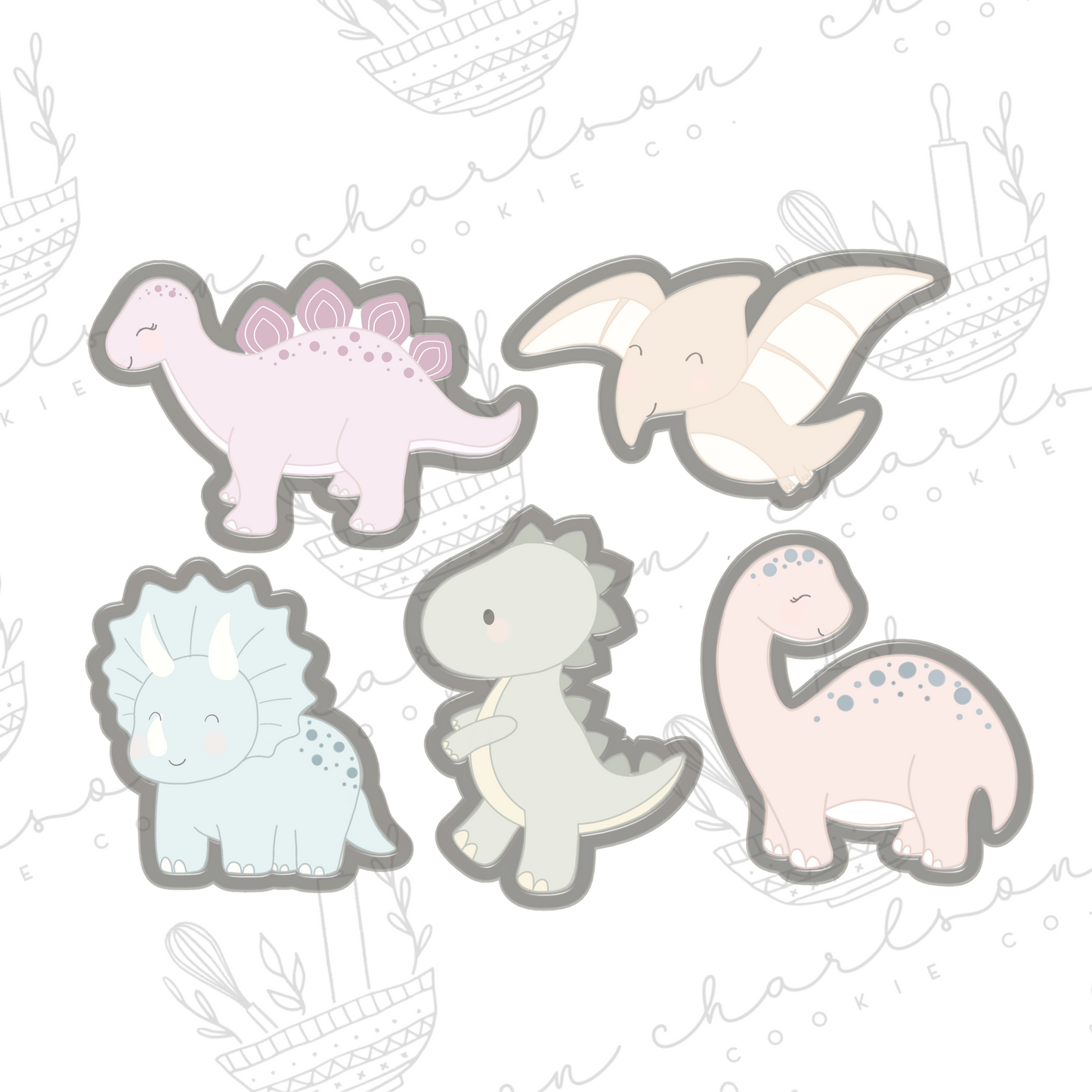 Baby dinosaurs theme cookie cutters