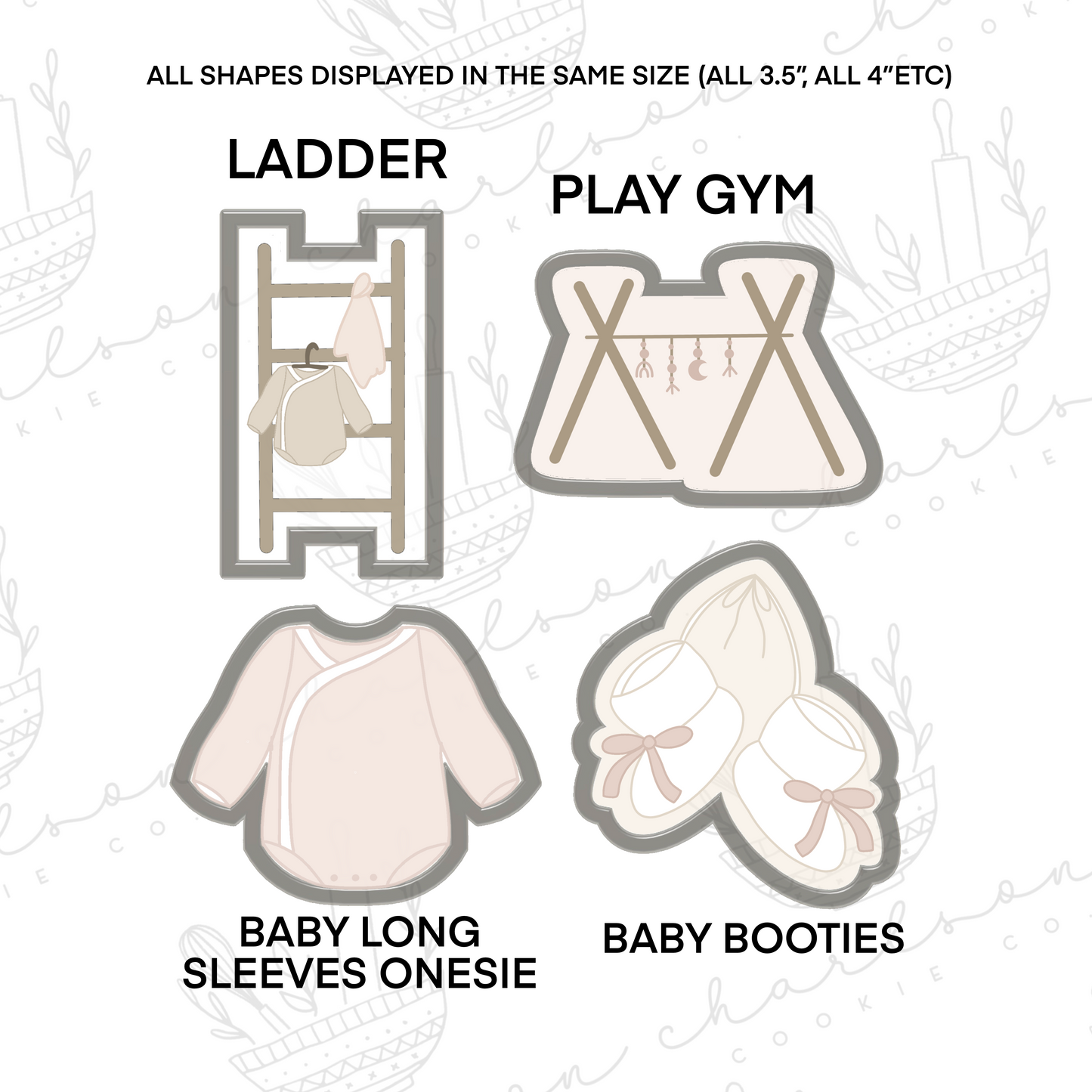 Baby theme cookie cutters set (Gussiedupcookieco)
