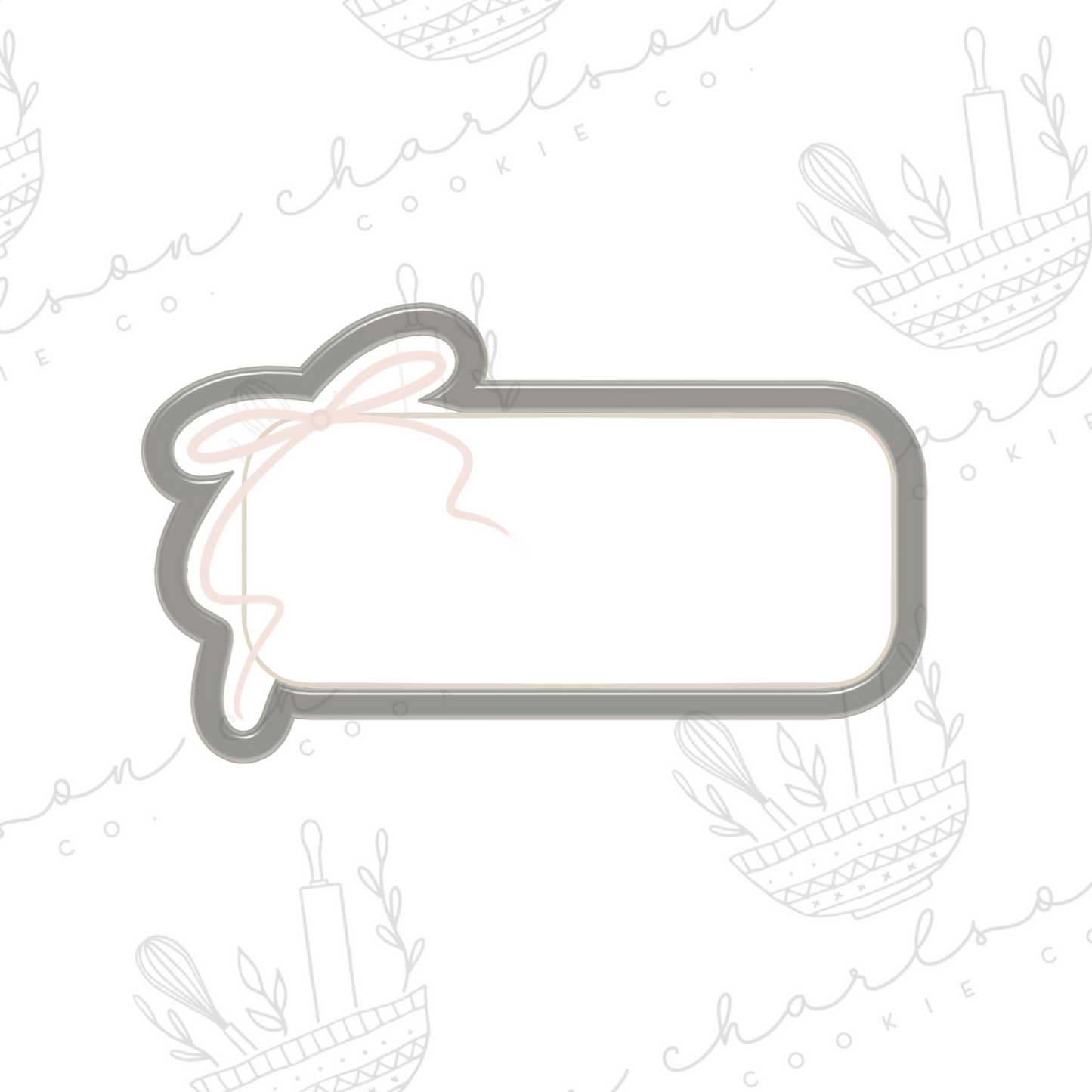 Rectangle with ribbon bow plaque cookie cutter