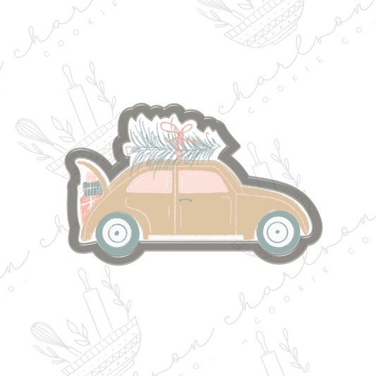 Car with tree and presents cookie cutter (Linen & Gray)
