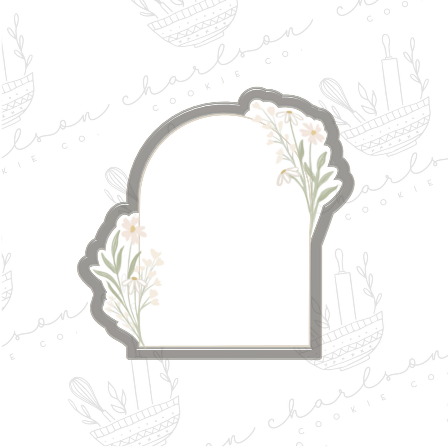 Floral arch plaque cookie cutter