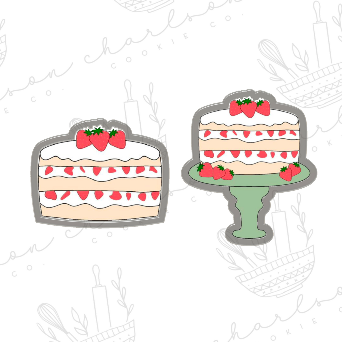 Strawberry cake cookie cutter (sweetdeespatisserie)