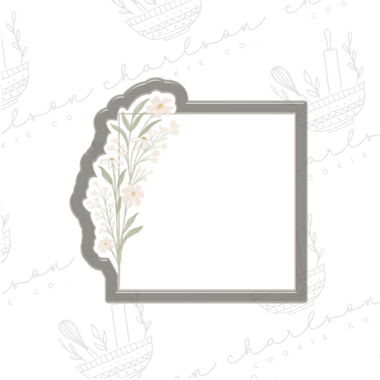 Floral square plaque cookie cutter
