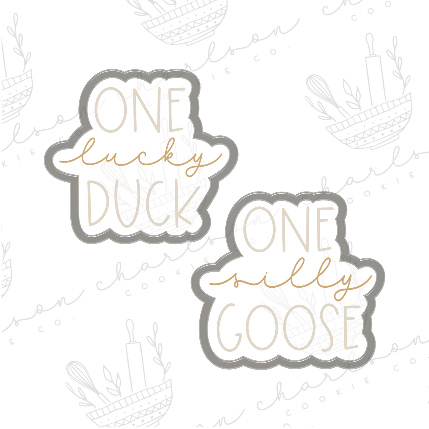 One lucky duck / one silly goose word cookie cutter
