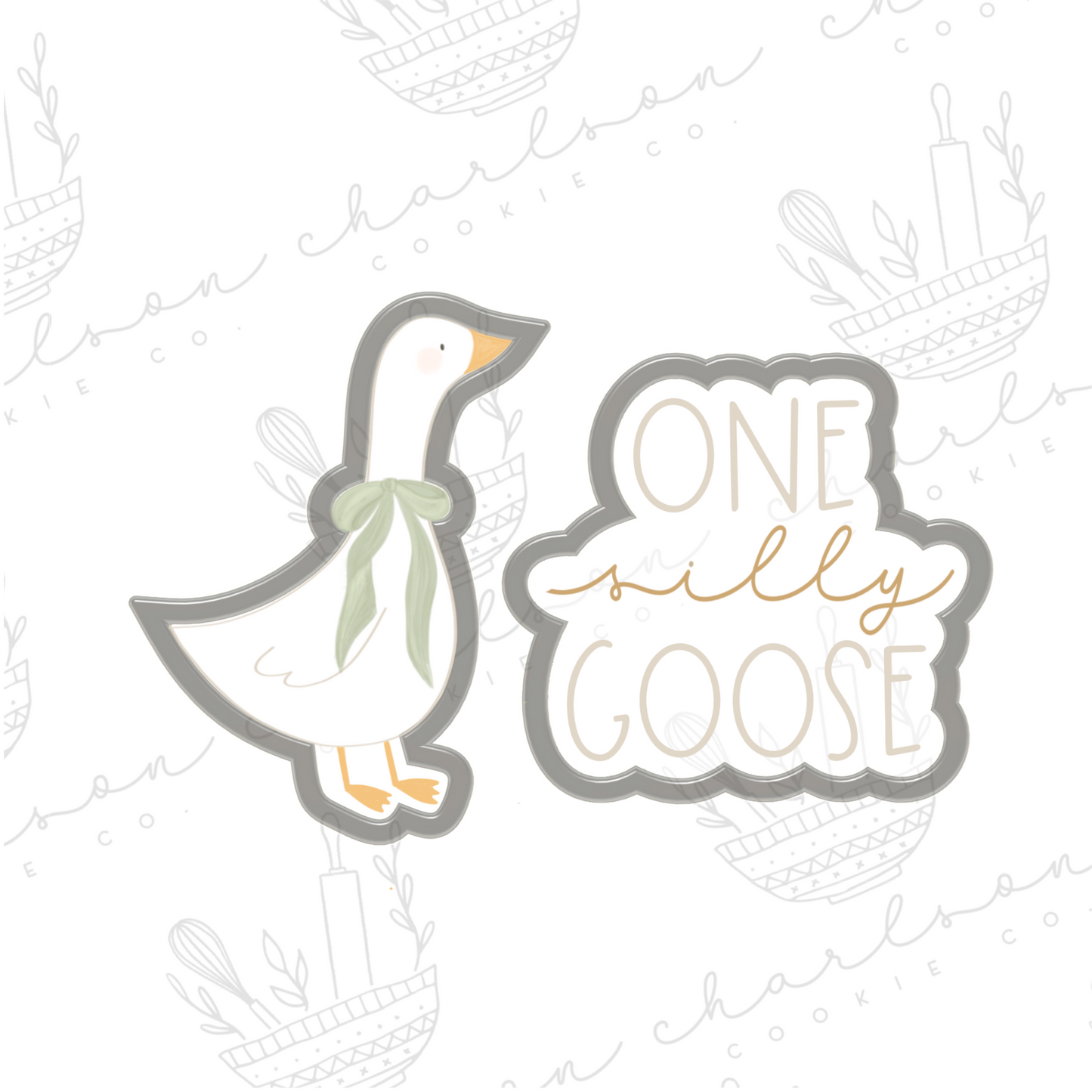 One silly goose theme cutter 2pc cookie cutter set