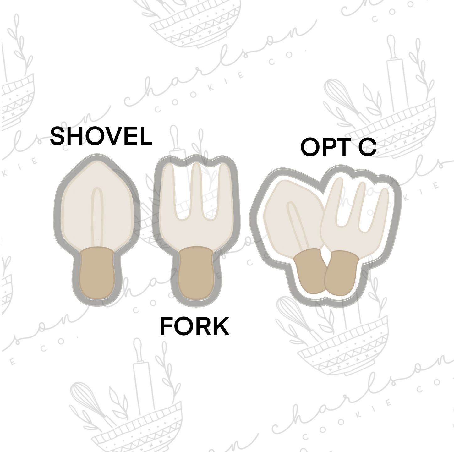 Gardening tools (chubby) cookie cutter
