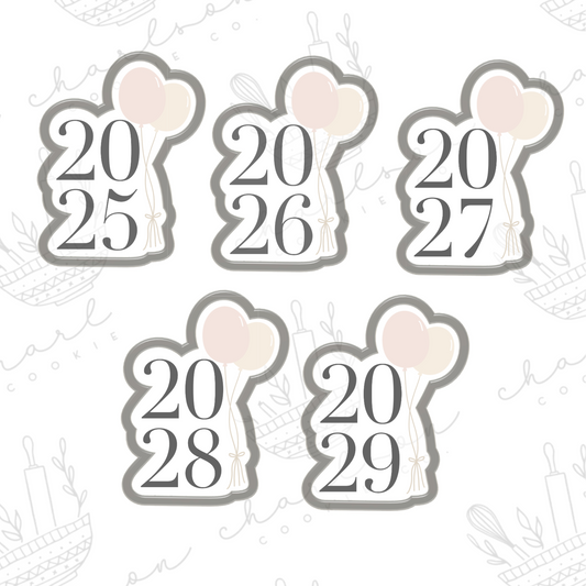 Year 2025 with balloons cookie cutter
