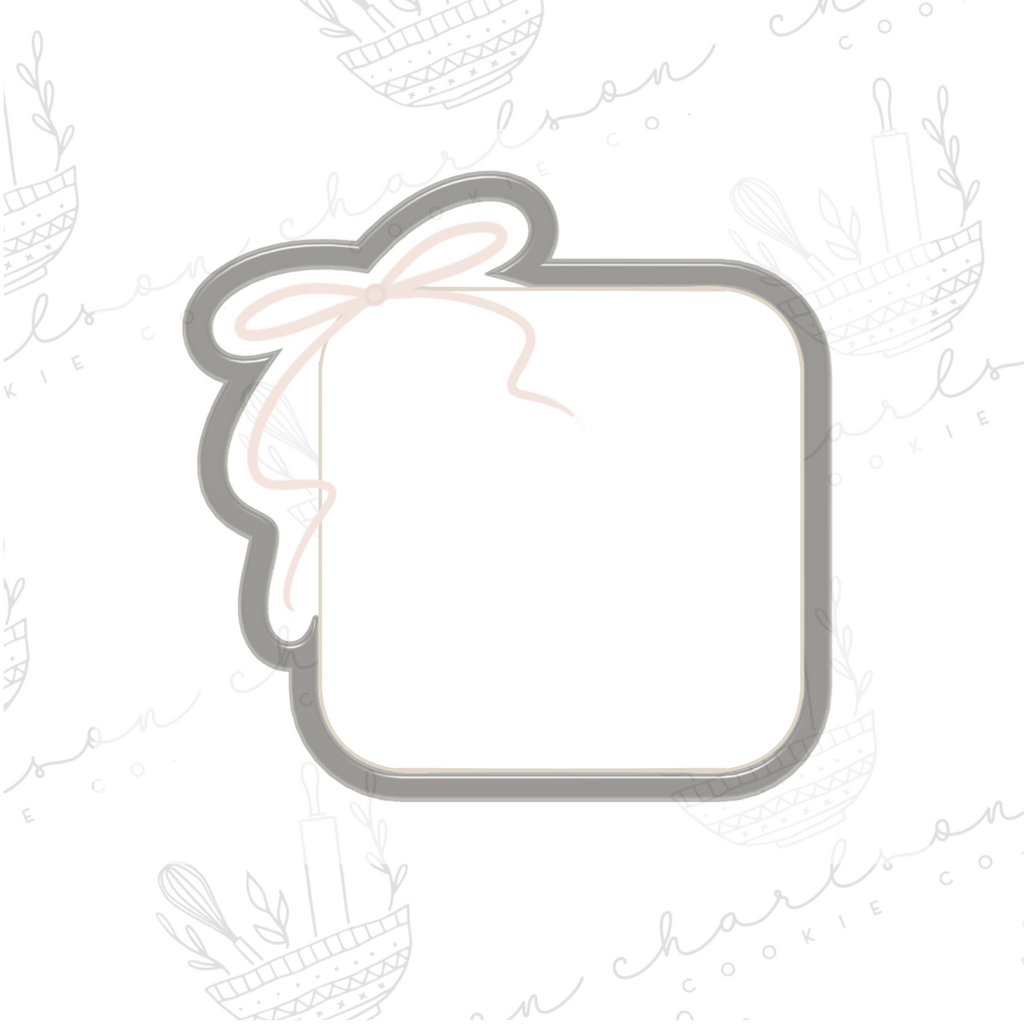 Square with ribbon bow plaque cookie cutter