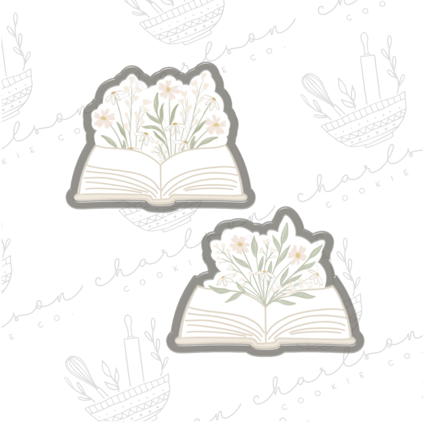 Floral book no. 1 cookie cutter (samasweetery)