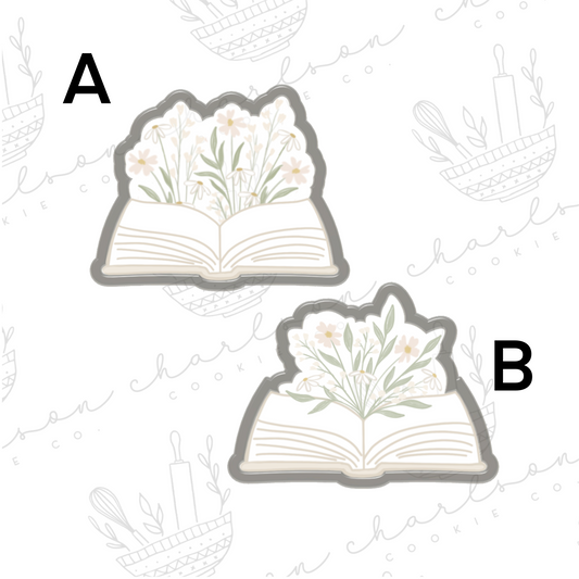 Floral book no. 1 cookie cutter (samasweetery)