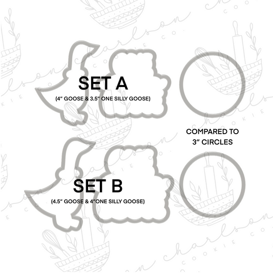 One silly goose theme cutter 2pc cookie cutter set