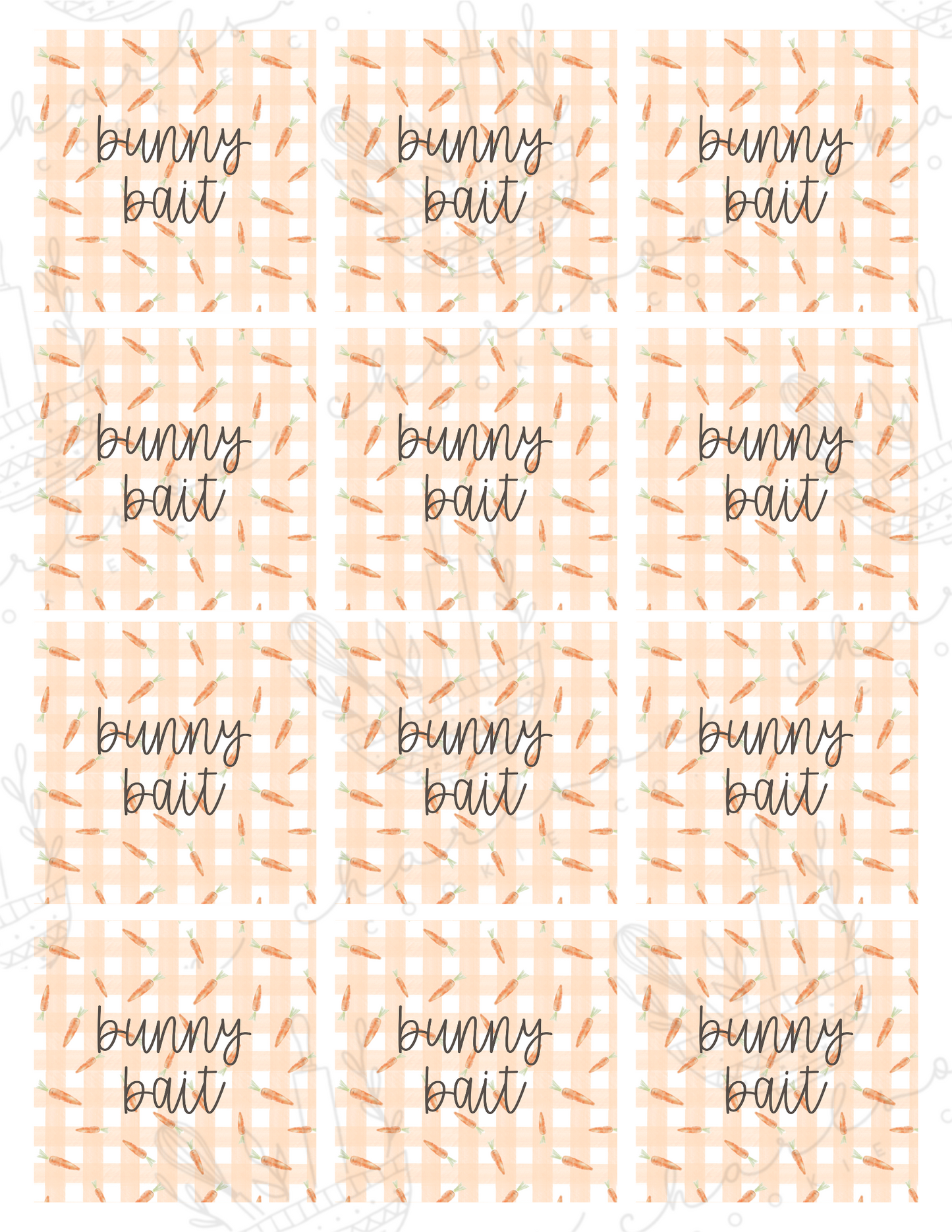 Bunny bait print template / Instant digital download