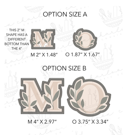 Floral mom lettering (M & O) cookie cutters