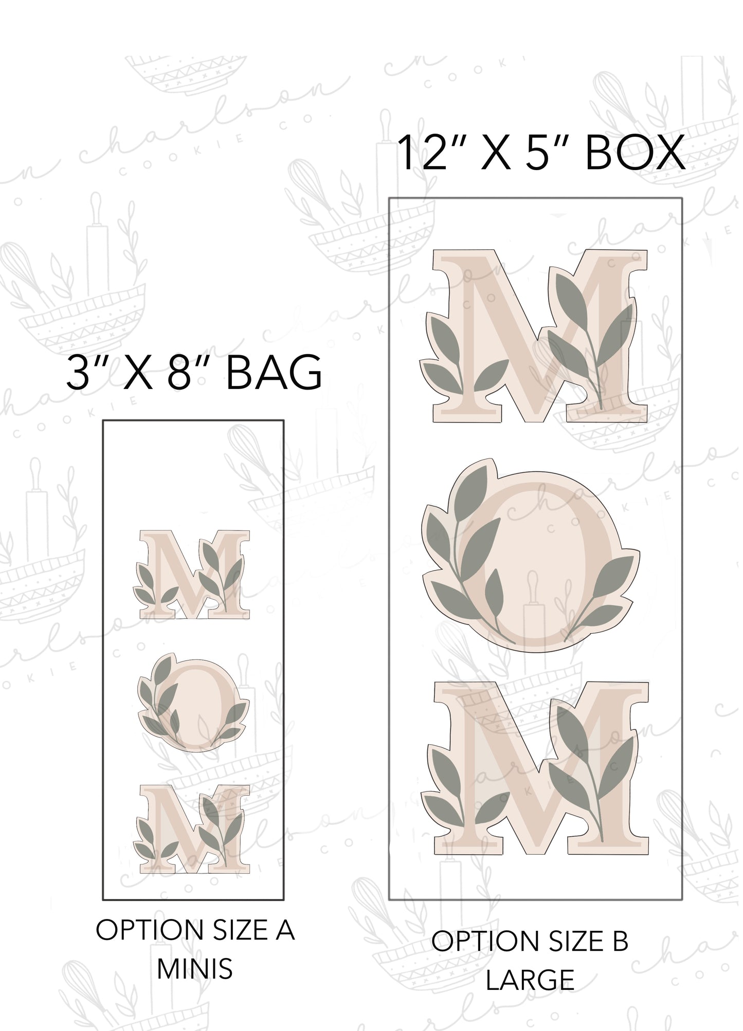 Floral mom lettering (M & O) cookie cutters