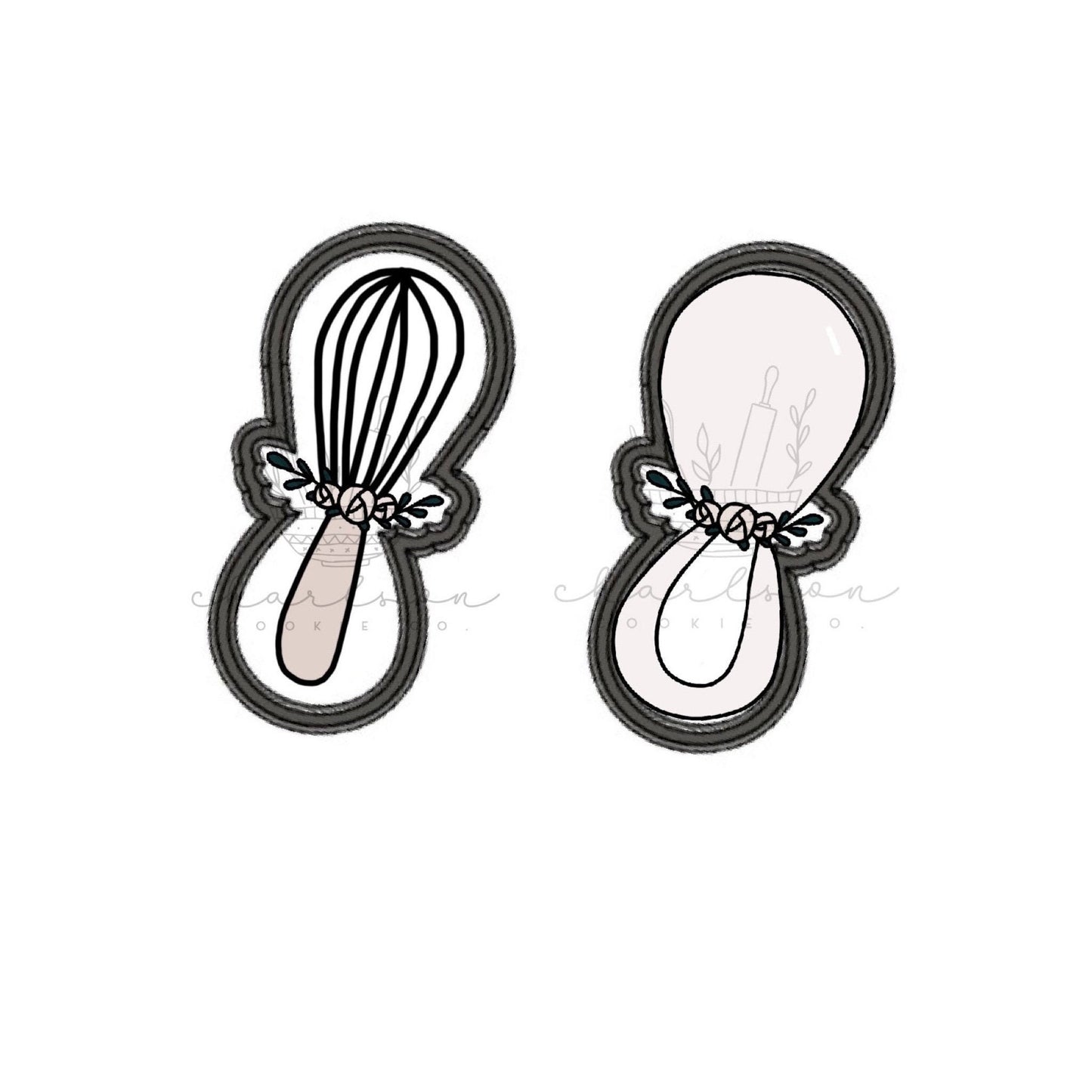 Baby Rattle / Whisk with floral cookie cutter