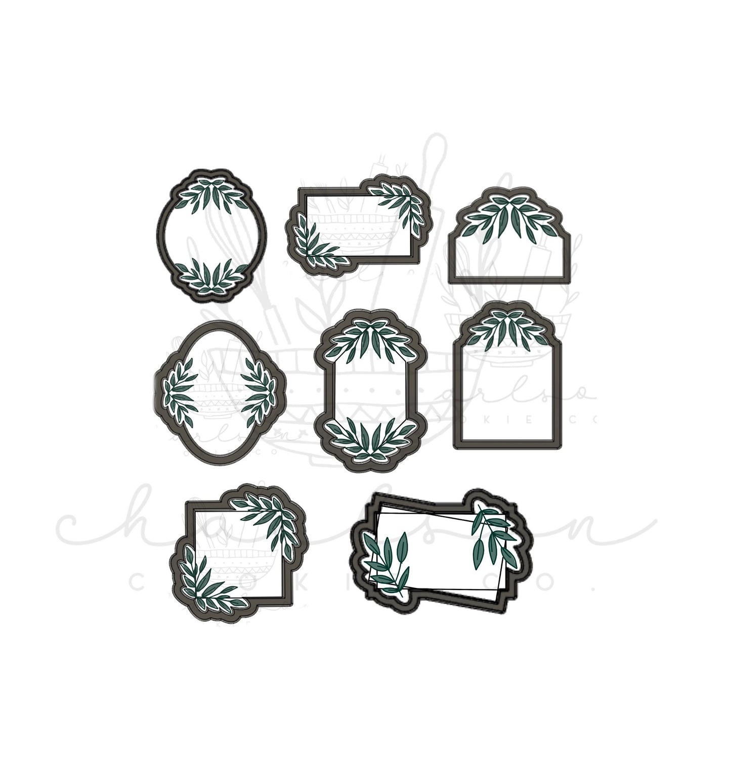 Plaques with greenery cookie cutter