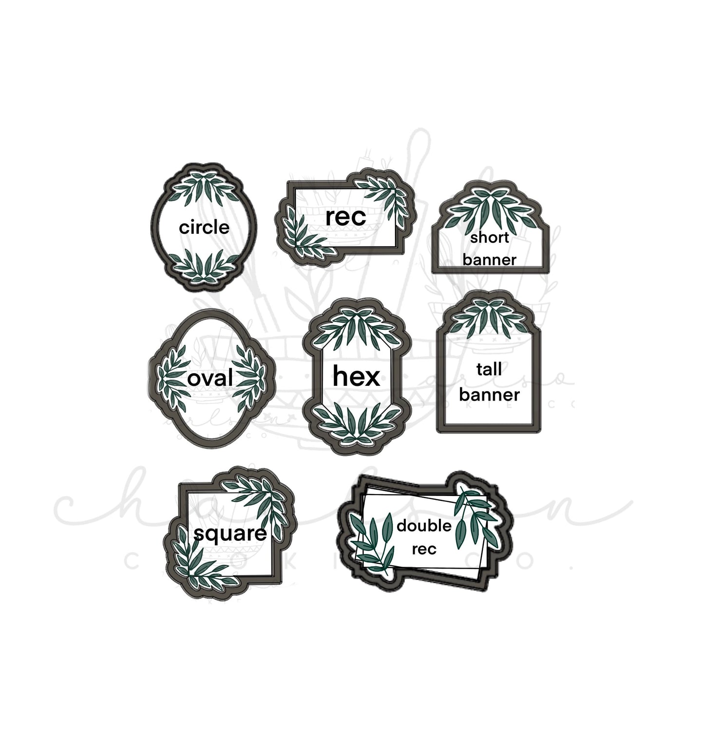 Plaques with greenery cookie cutter