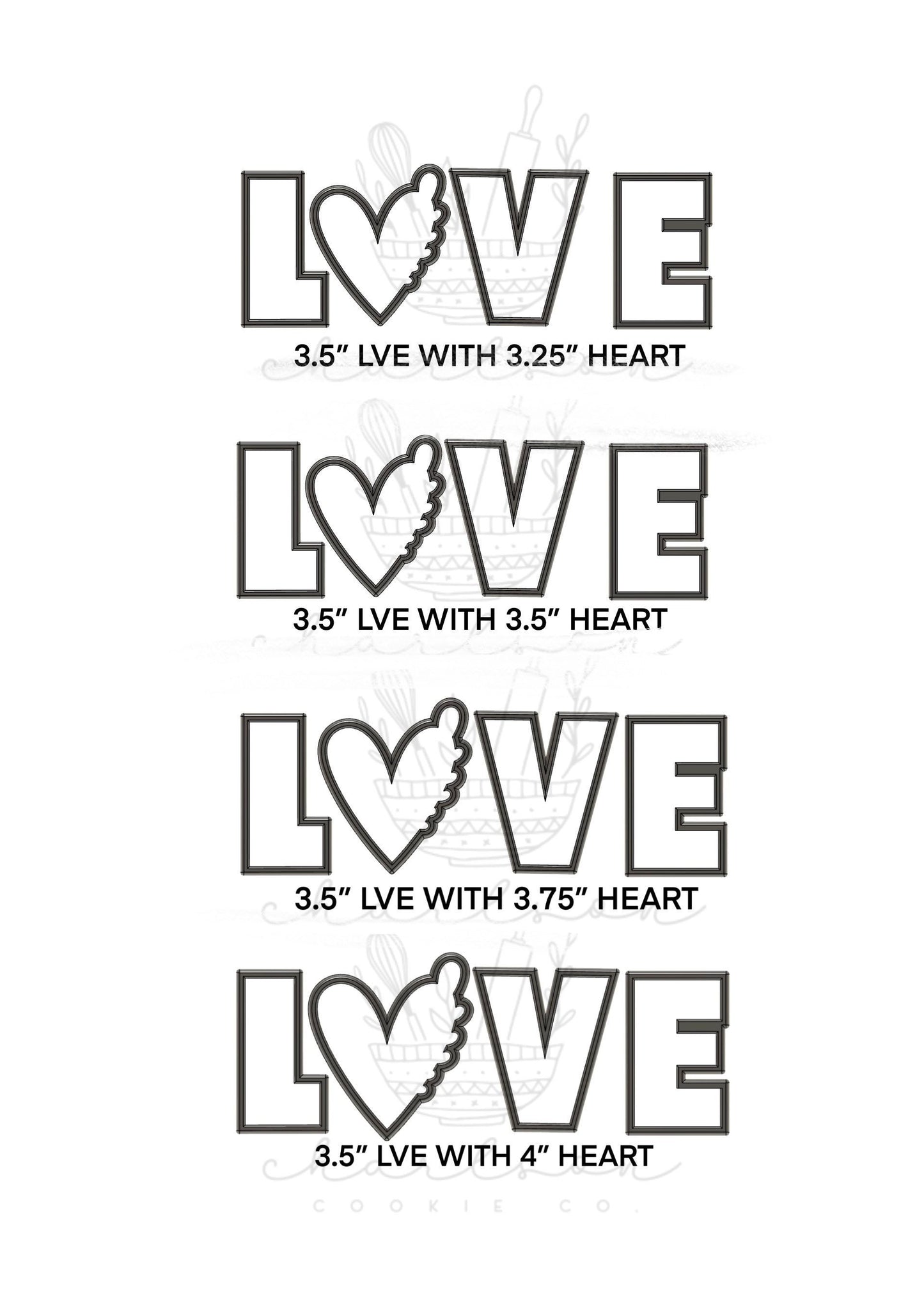 L heart VE cookie cutters