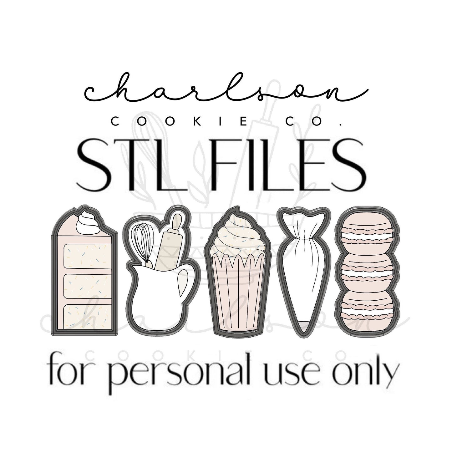 STL files / Baker's 5 cutters set 4" (skinny version) / digital files - personal use only