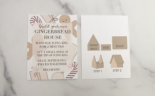 BYO Gingerbread house / Sugar cookie house (gingerbread print) instruction card (3 files) / Instant digital download