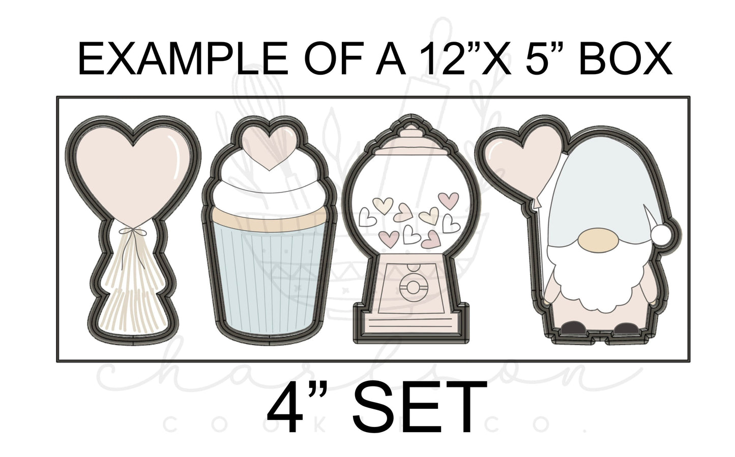 Valentine's Day Set A (4pc) cookie cutters 4” set