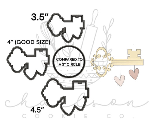 Hanging hearts (with key) cookie cutter