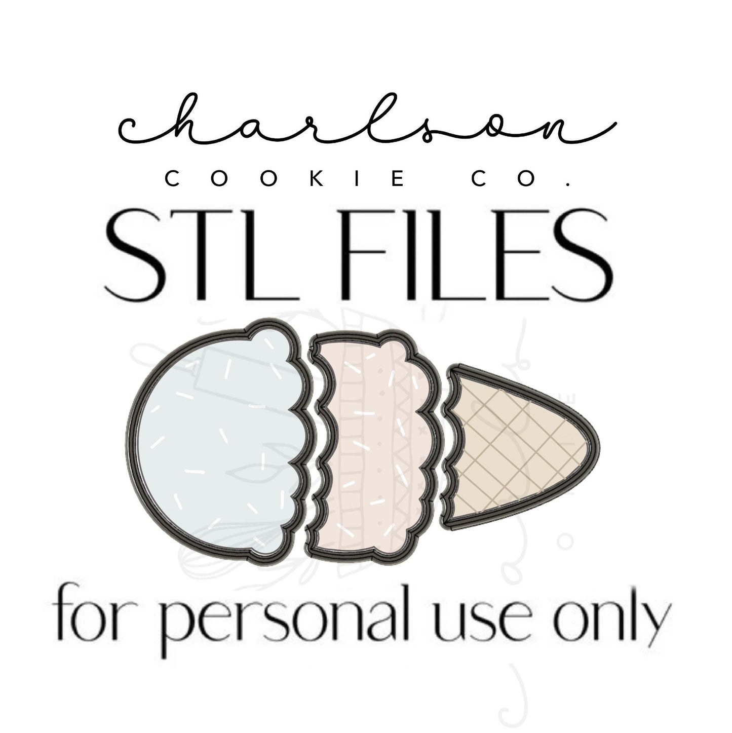 STL files / Build your own ice cream cutters set no. 1 (3pc) / digital files - personal use only