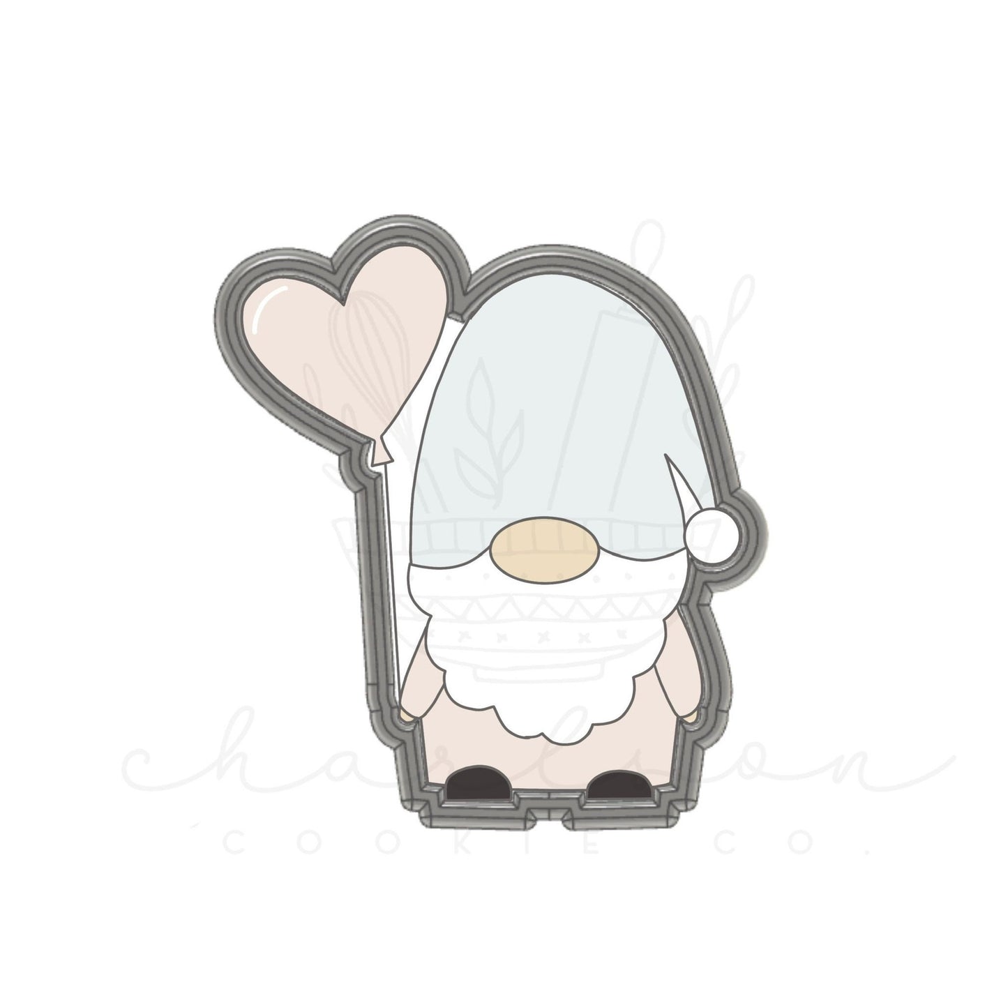 Gnome with heart balloon cookie cutter