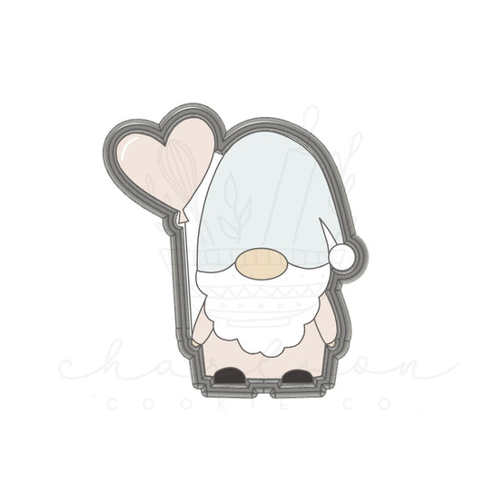 Gnome with heart balloon cookie cutter