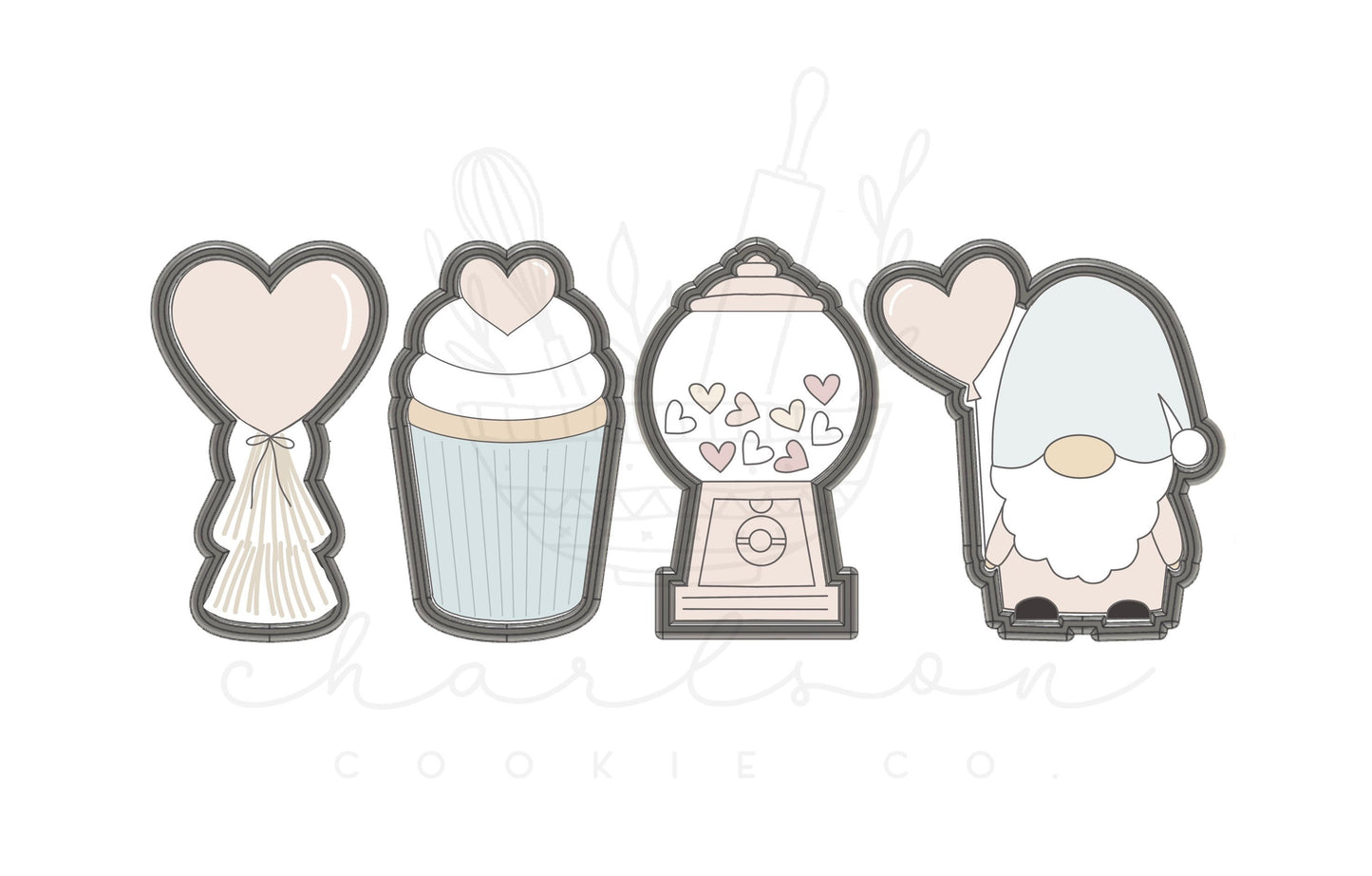 Valentine's Day Set A (4pc) cookie cutters 4” set