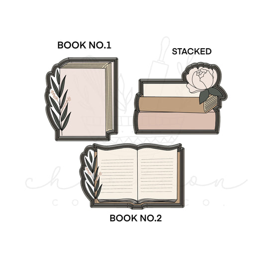 Book with greenery / floral cookie cutter