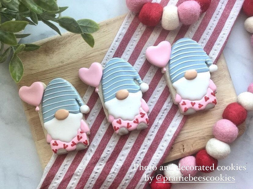 Gnome with heart balloon cookie cutter