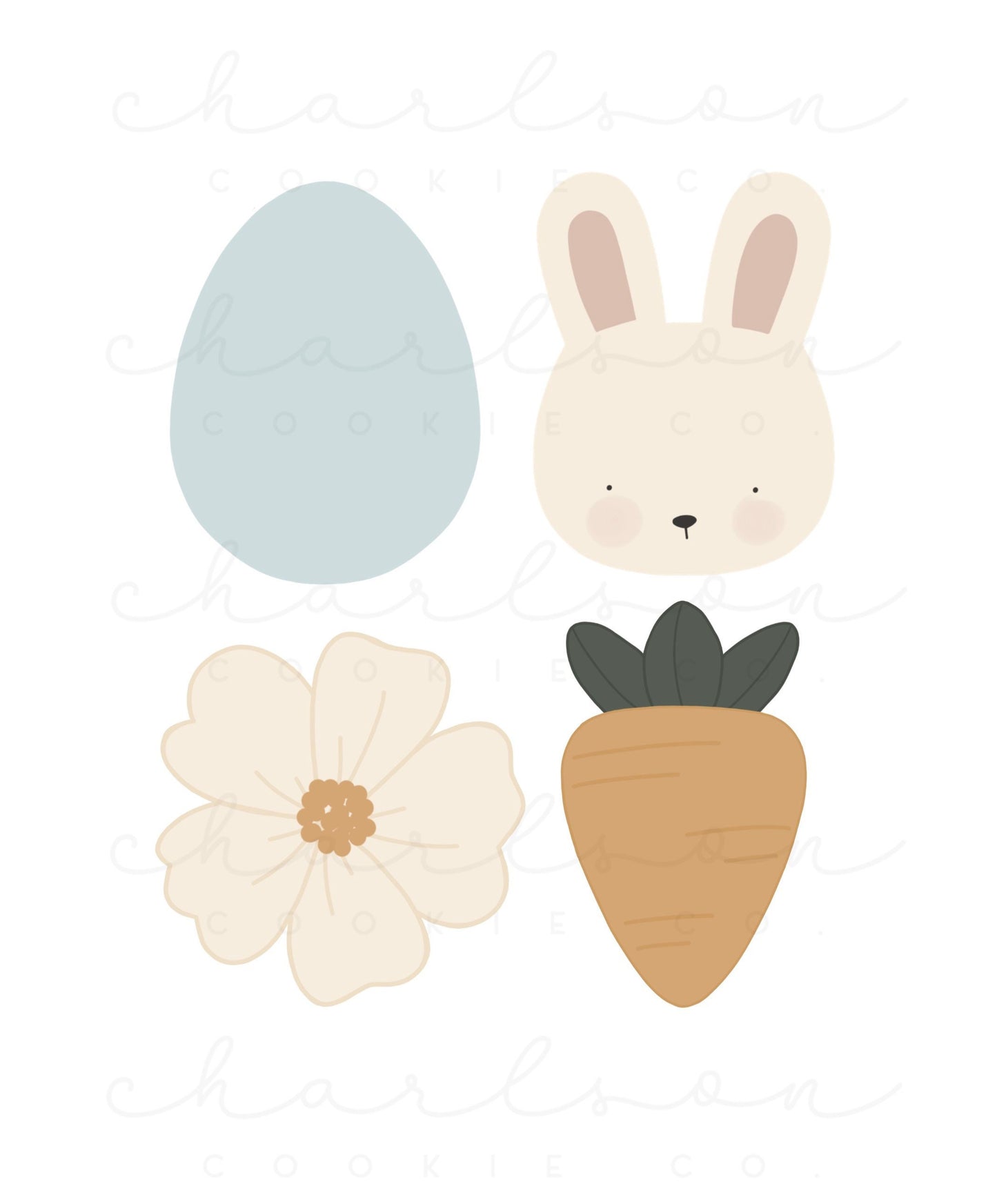 DIY cookie kit (Easter set B blue) instruction card (4 files) / Instant digital download