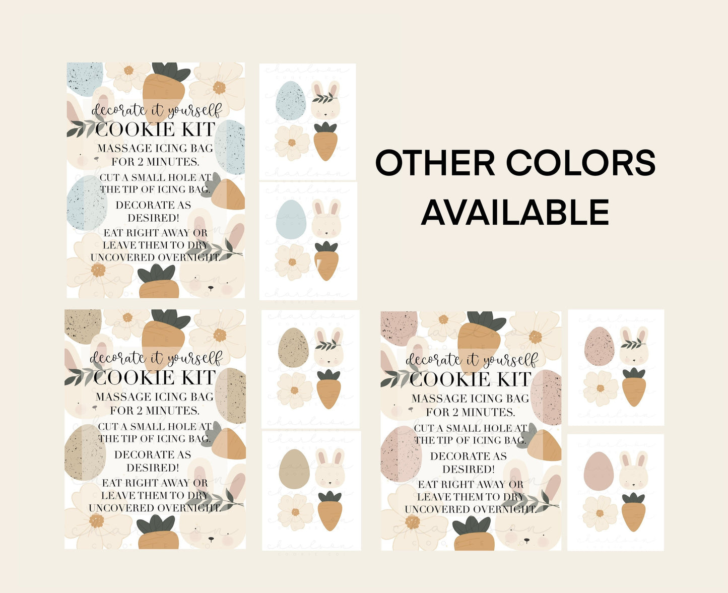 DIY cookie kit (Easter set B pink) instruction card (4 files) / Instant digital download