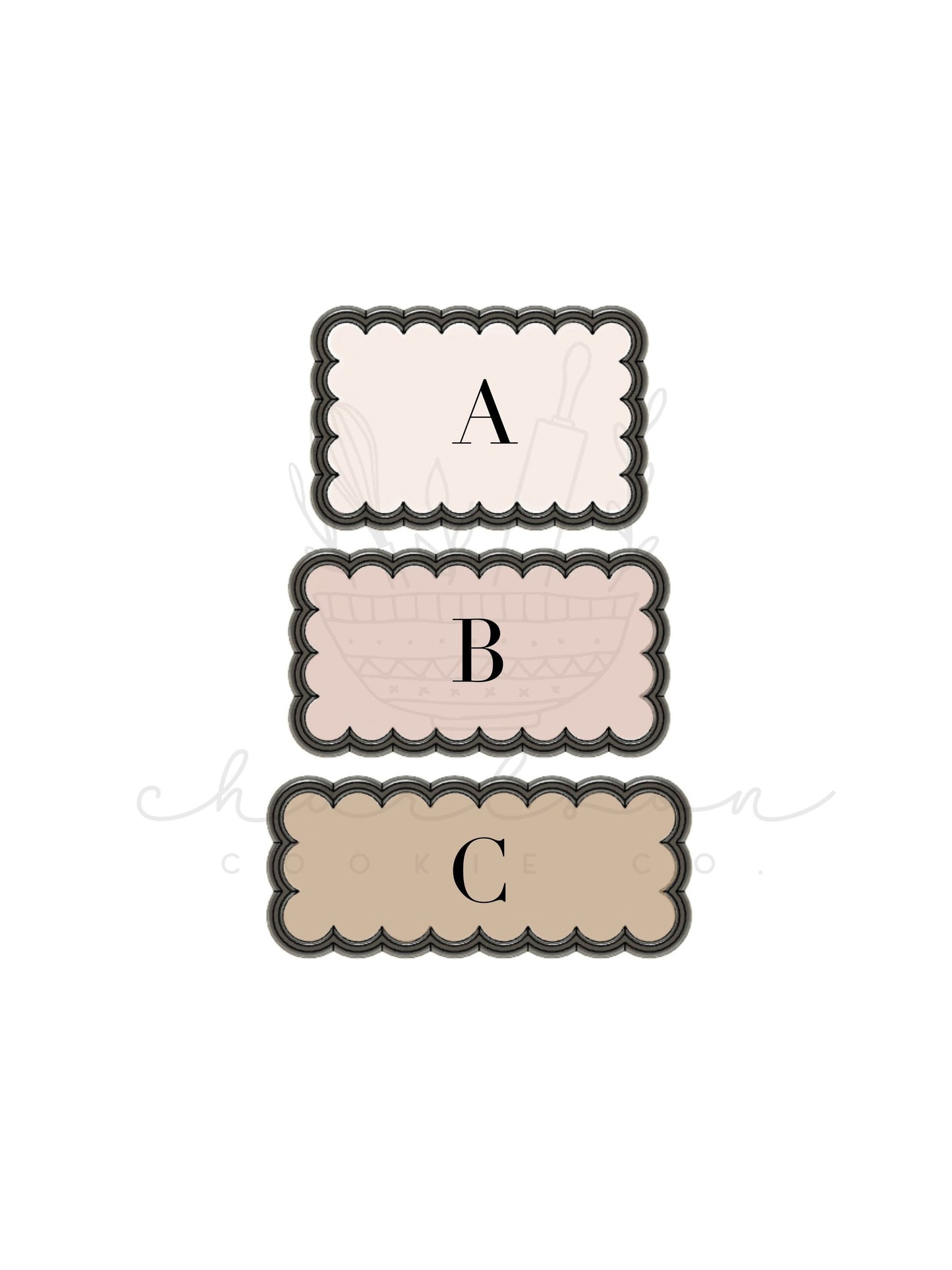 Scalloped rectangle cookie cutter
