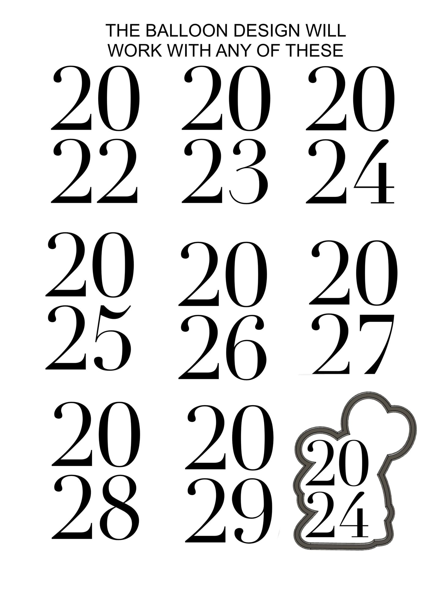 Year 2025 with balloons cookie cutter