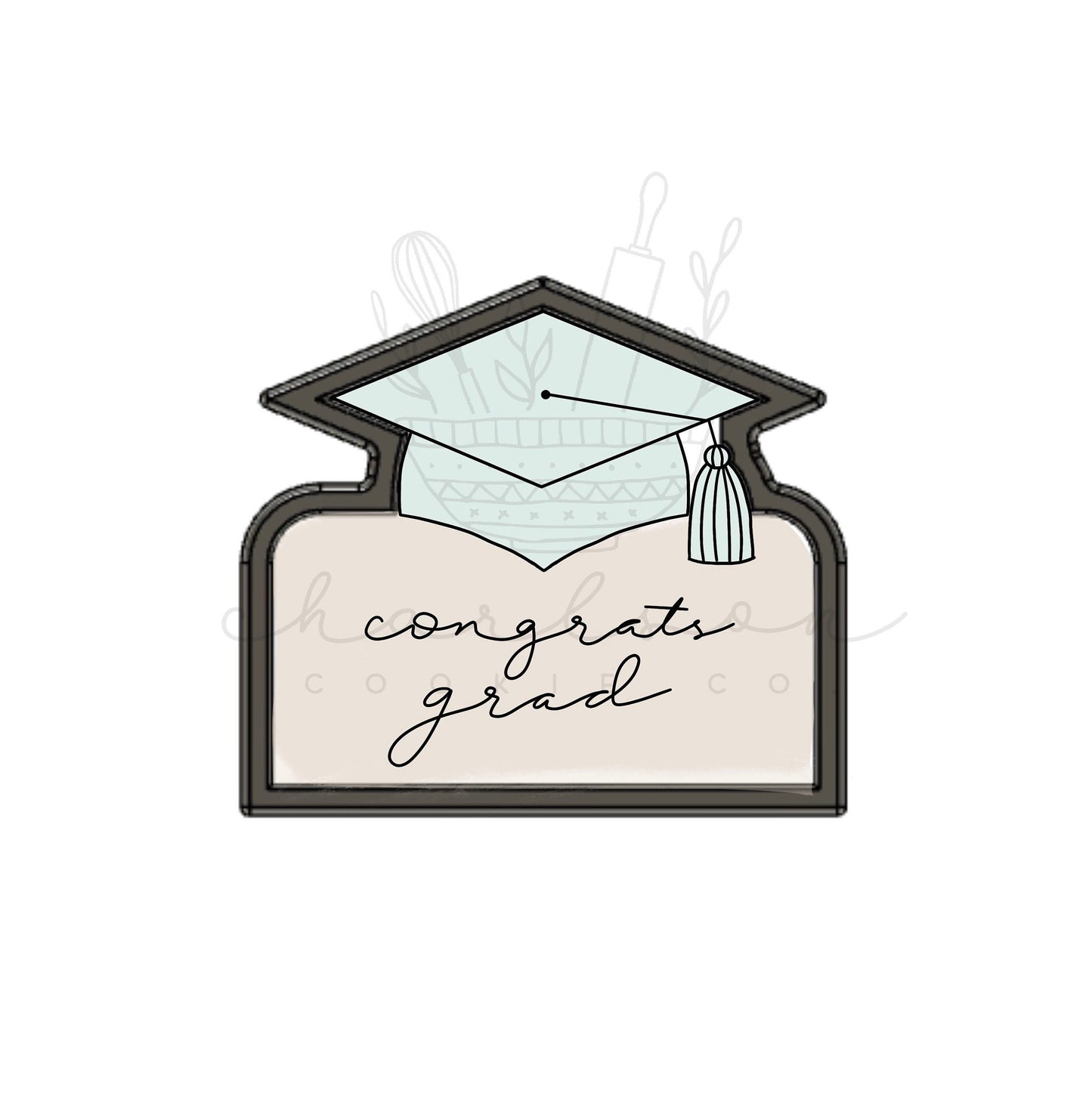 Graduation cap with banner cookie cutter